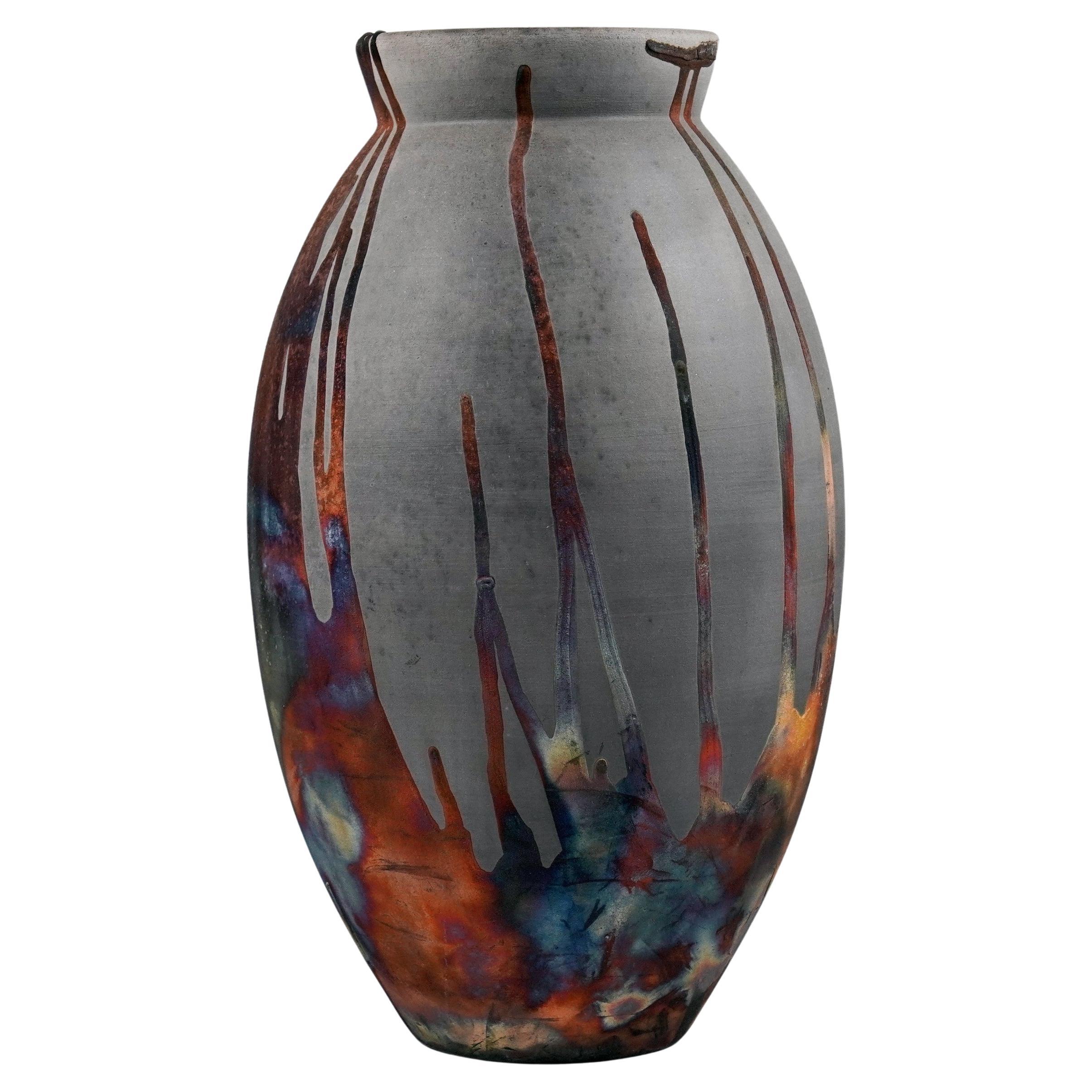 Vaso ovale grande cotto Raaquu Raku S/N0000904 Centerpiece Art Series, Malesia