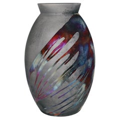 Raaquu Raku Cocido Gran Jarrón Oval XL S/N0000833 Centro de mesa Serie Arte Nuevo
