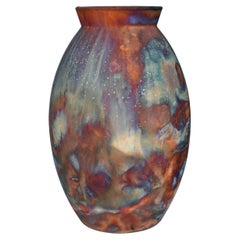 Raaquu Raku Cocido Gran Jarrón Oval XL S/N0000838 Centro de mesa Serie Arte Nuevo