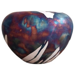 Raaquu Raku Large Tsubomi 13.5" Wide Vase S/N0000665 Centerpiece Art Series
