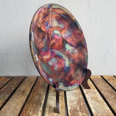 Raaquu Sara Raku Ceramic Plate 7.5" Full Copper Matte Handmade Pottery Decor