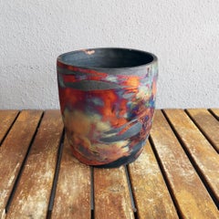 Seicho Raku Planter Pot Pottery - Carbon Copper - Handmade Ceramic