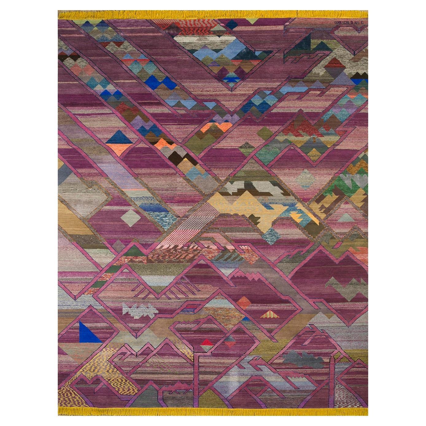 Raasta-Teppich, einzigartig, geknüpft, Wolle, Bambusseide, 270x360cm, Unikat
