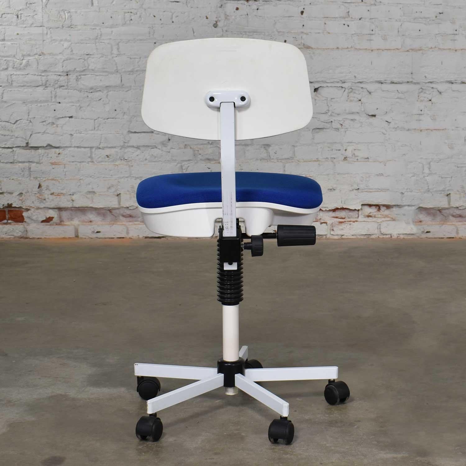 Rabami Made in Denmark Task Chair Blue & White Attributed to Kevi by Jorgen Rasm 1