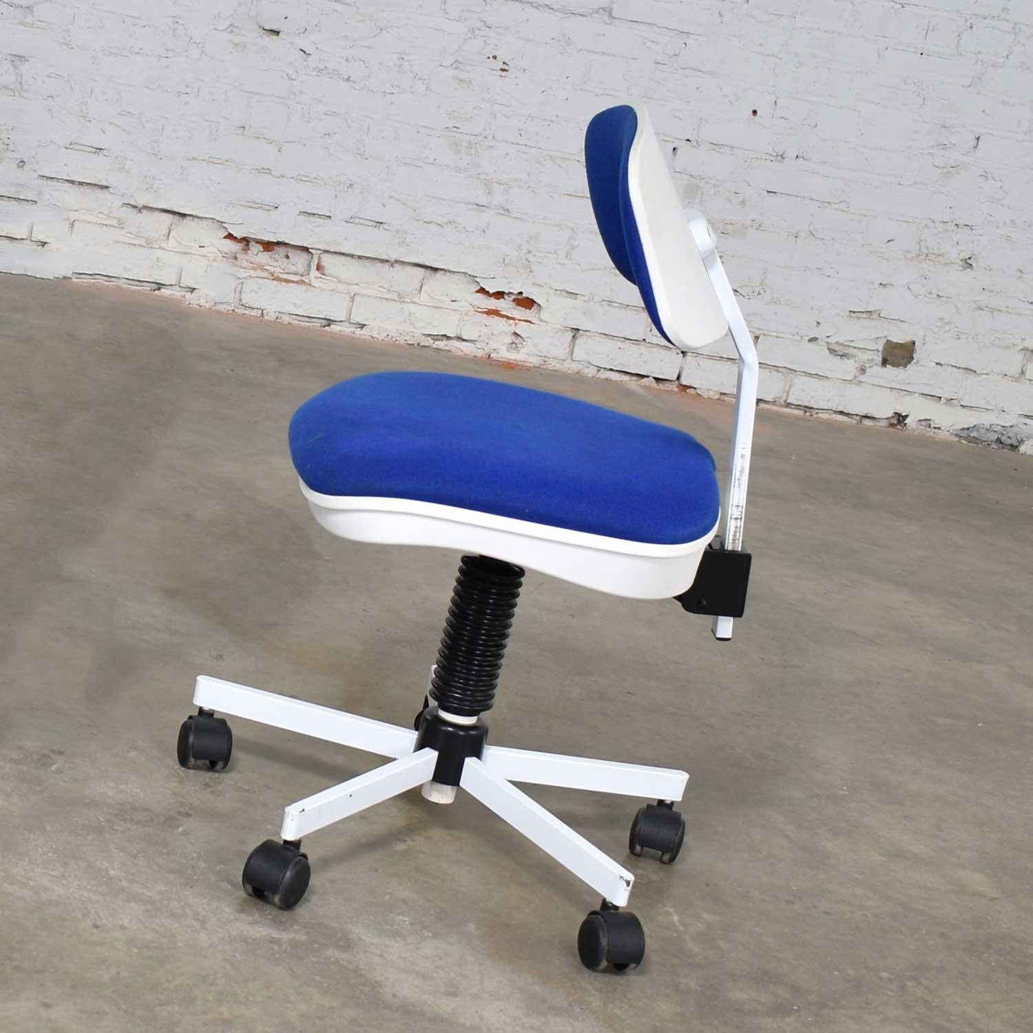 20th Century Rabami Made in Denmark Task Chair Blue & White Attributed to Kevi by Jorgen Rasm