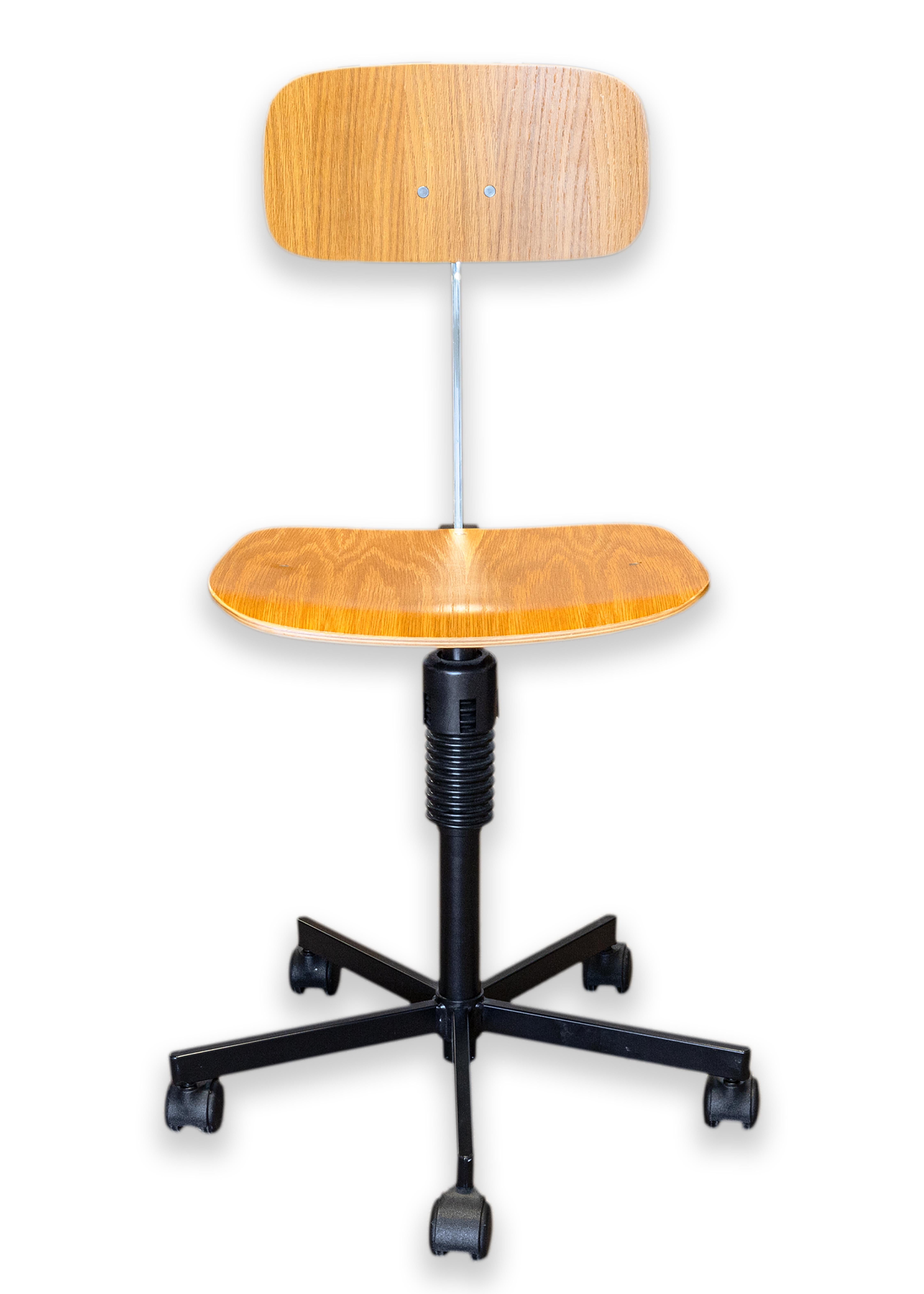 Rabami Stole Danish Wood and Metal Swivel Task Desk Chair For Sale 7