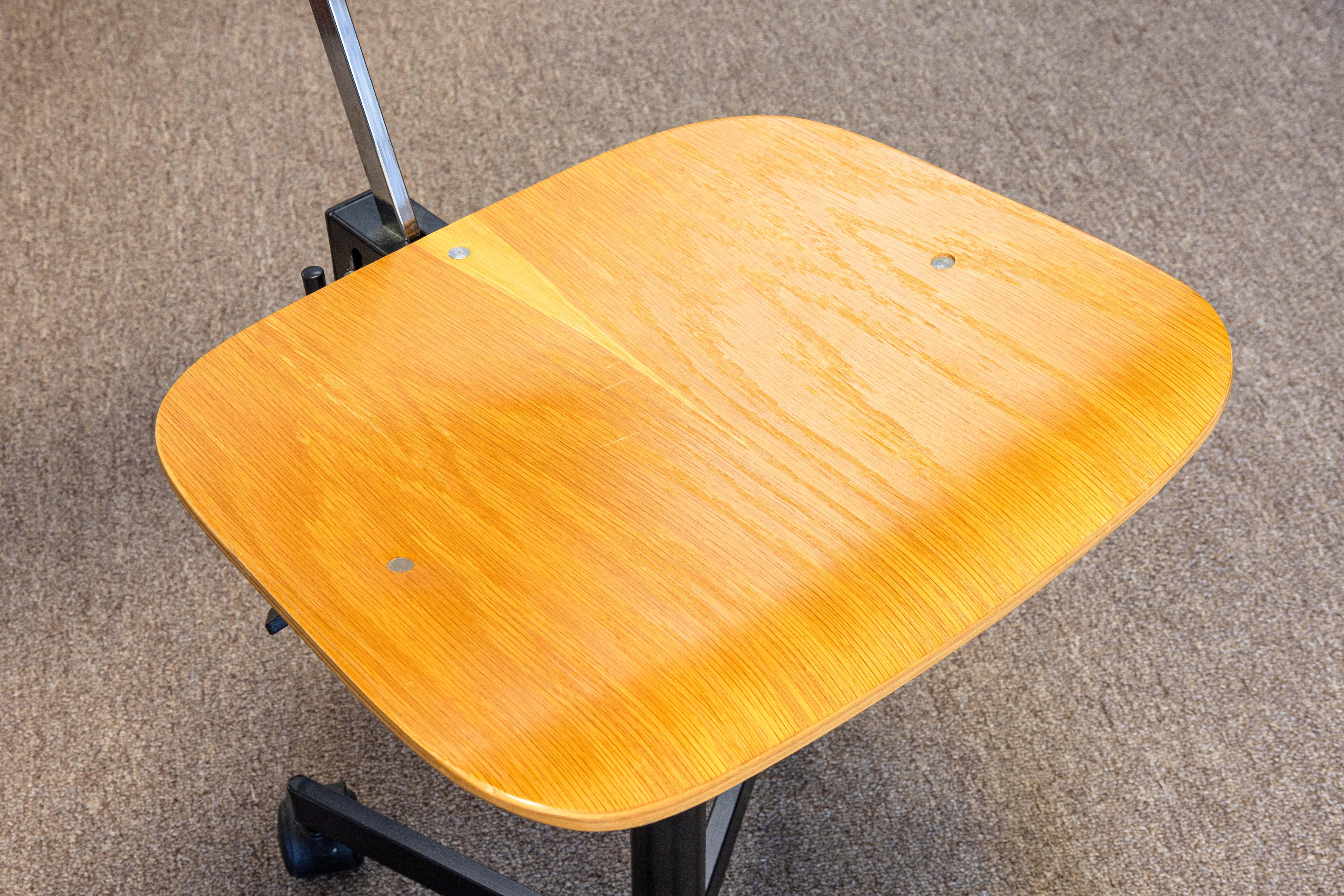 Rabami Stole Danish Wood and Metal Swivel Task Desk Chair For Sale 3