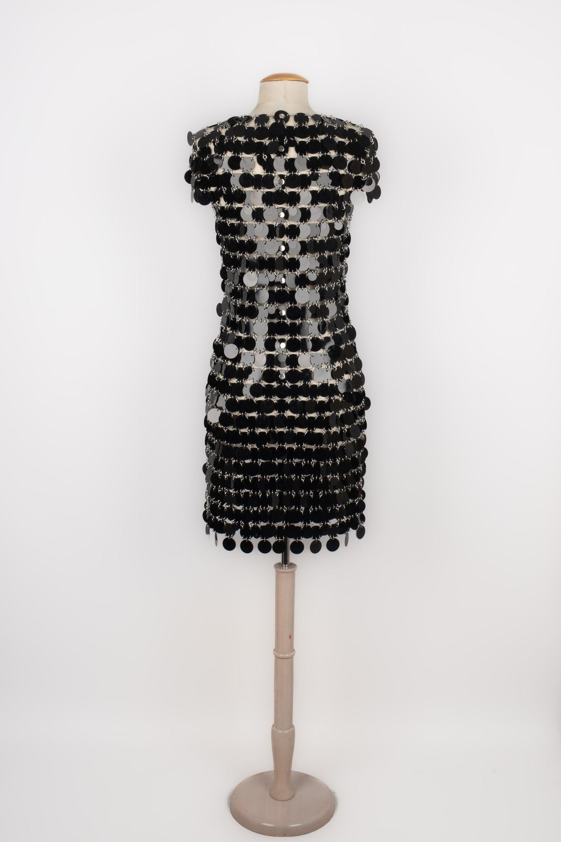 Rabanne Black Celluloid Pastilles Dress In Excellent Condition For Sale In SAINT-OUEN-SUR-SEINE, FR