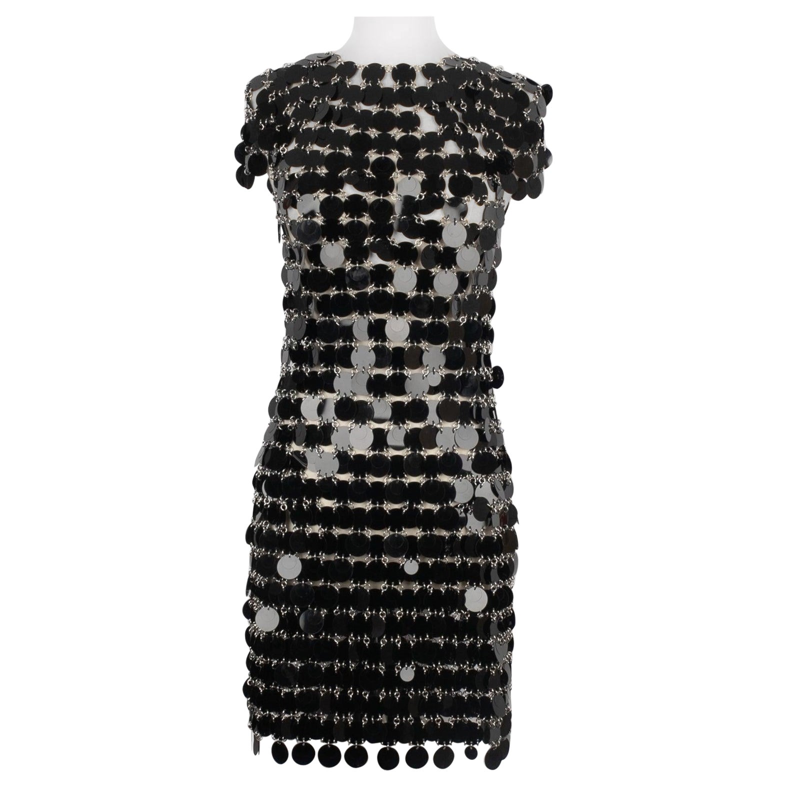 Rabanne Schwarzes Pastilles-Kleid aus Zelluloid im Angebot