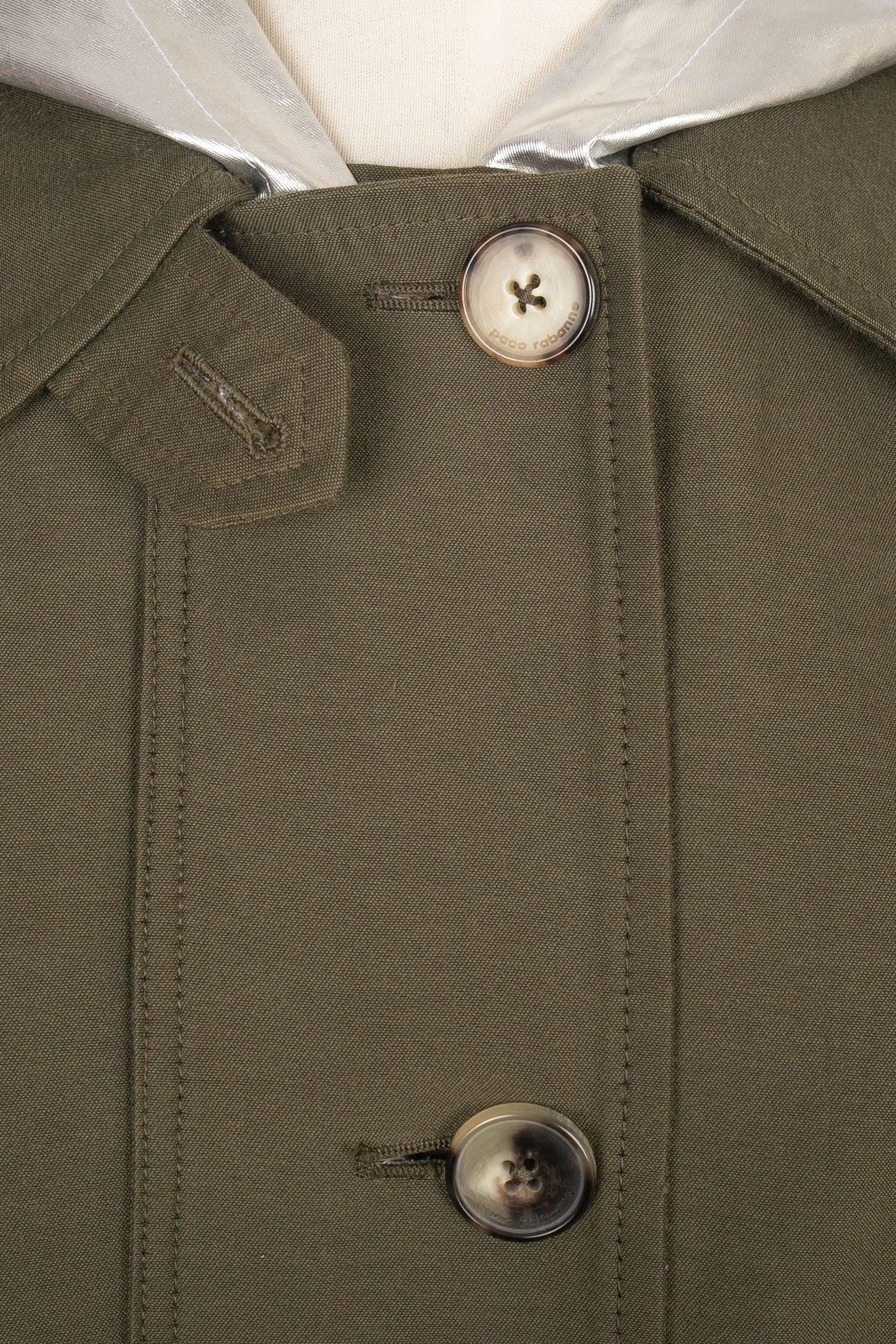 Women's Rabanne Khaki Hooded Parka Coat, 2021 For Sale