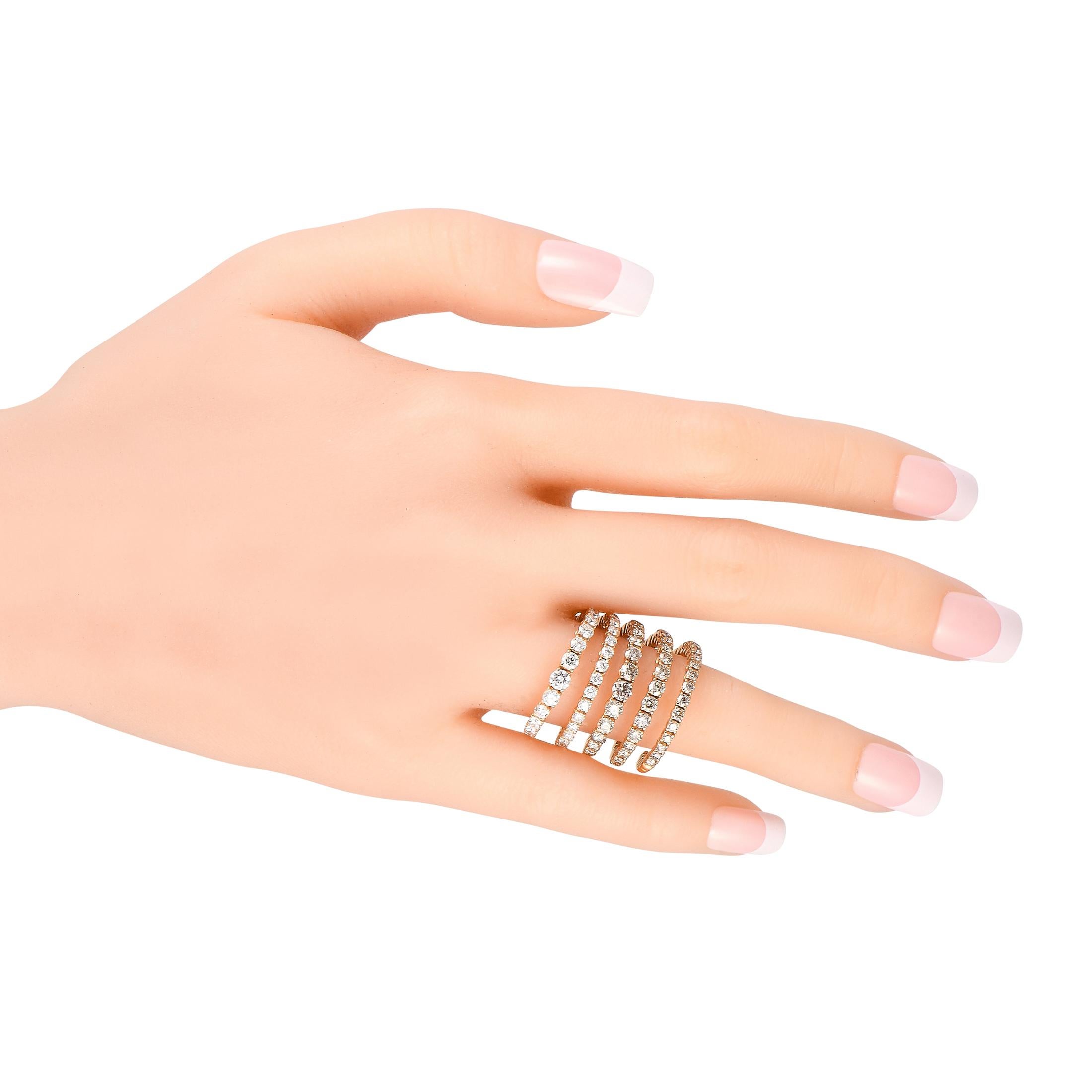 Round Cut Rabat 18K Yellow Gold 2.75ct Diamond Coil Ring