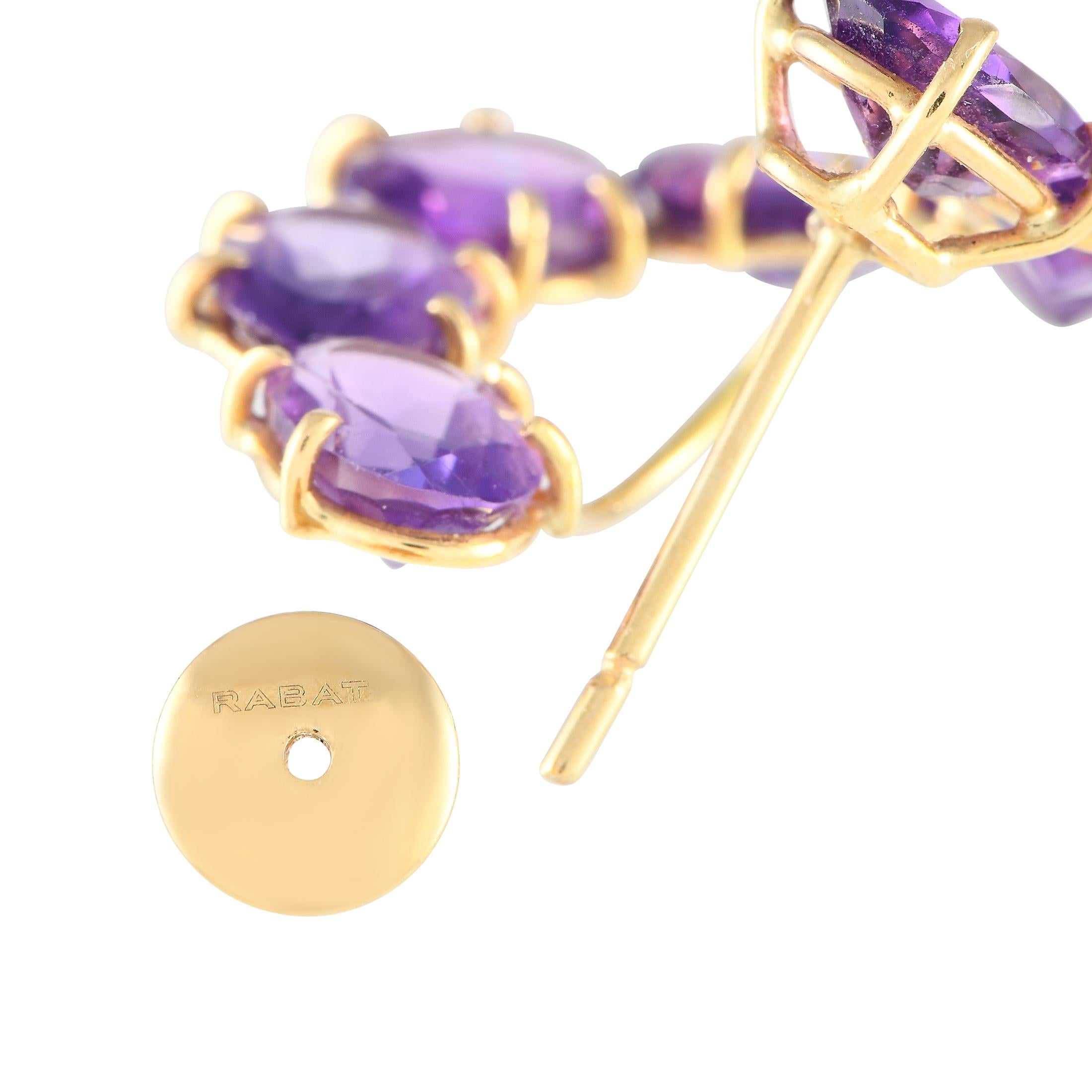 Mixed Cut Rabat 18K Yellow Gold Amethyst Circlet Earrings