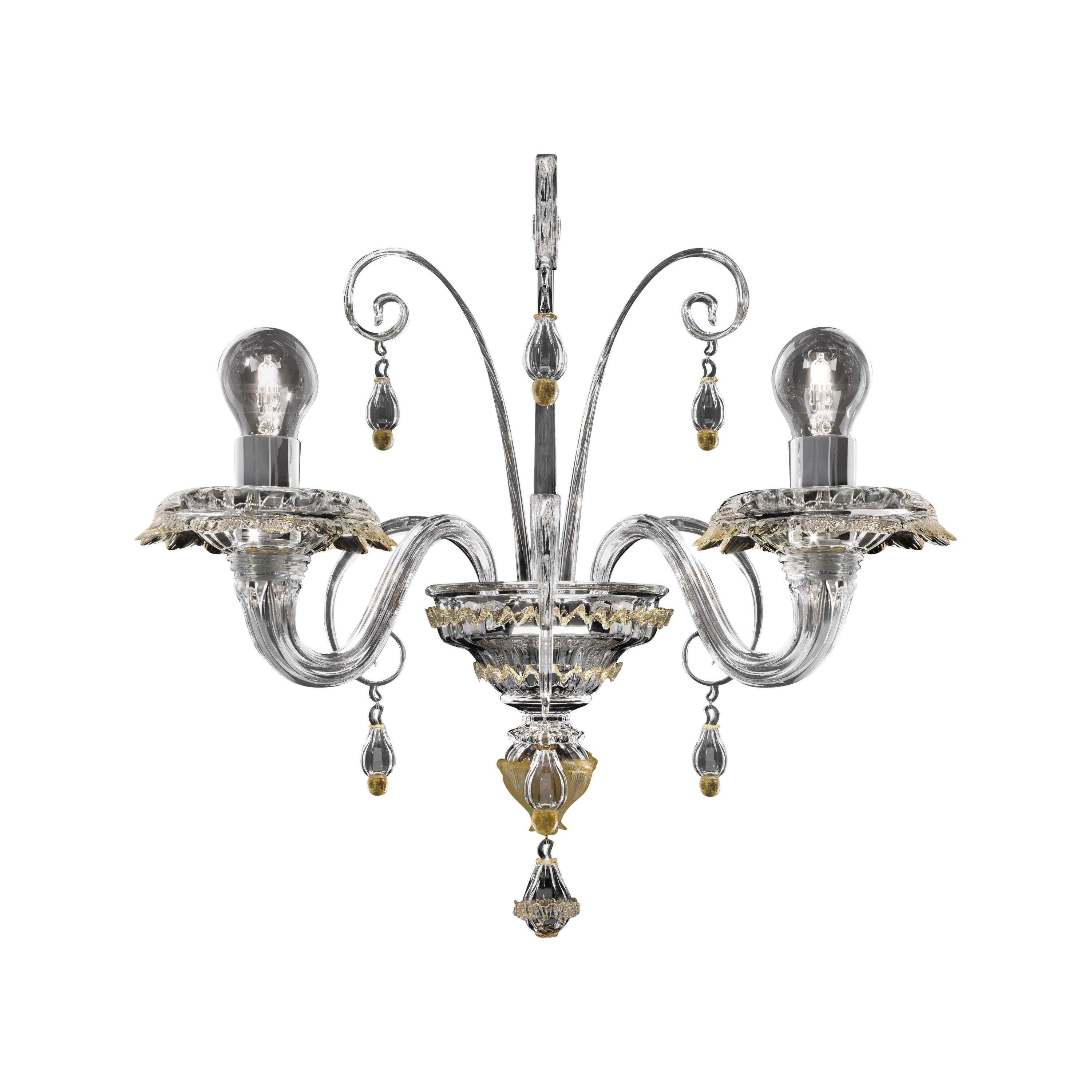 Yellow (Crystal Gold Decoration_DO) Rabat 4513 02 Wall Sconce in Glass, by Barovier&Toso