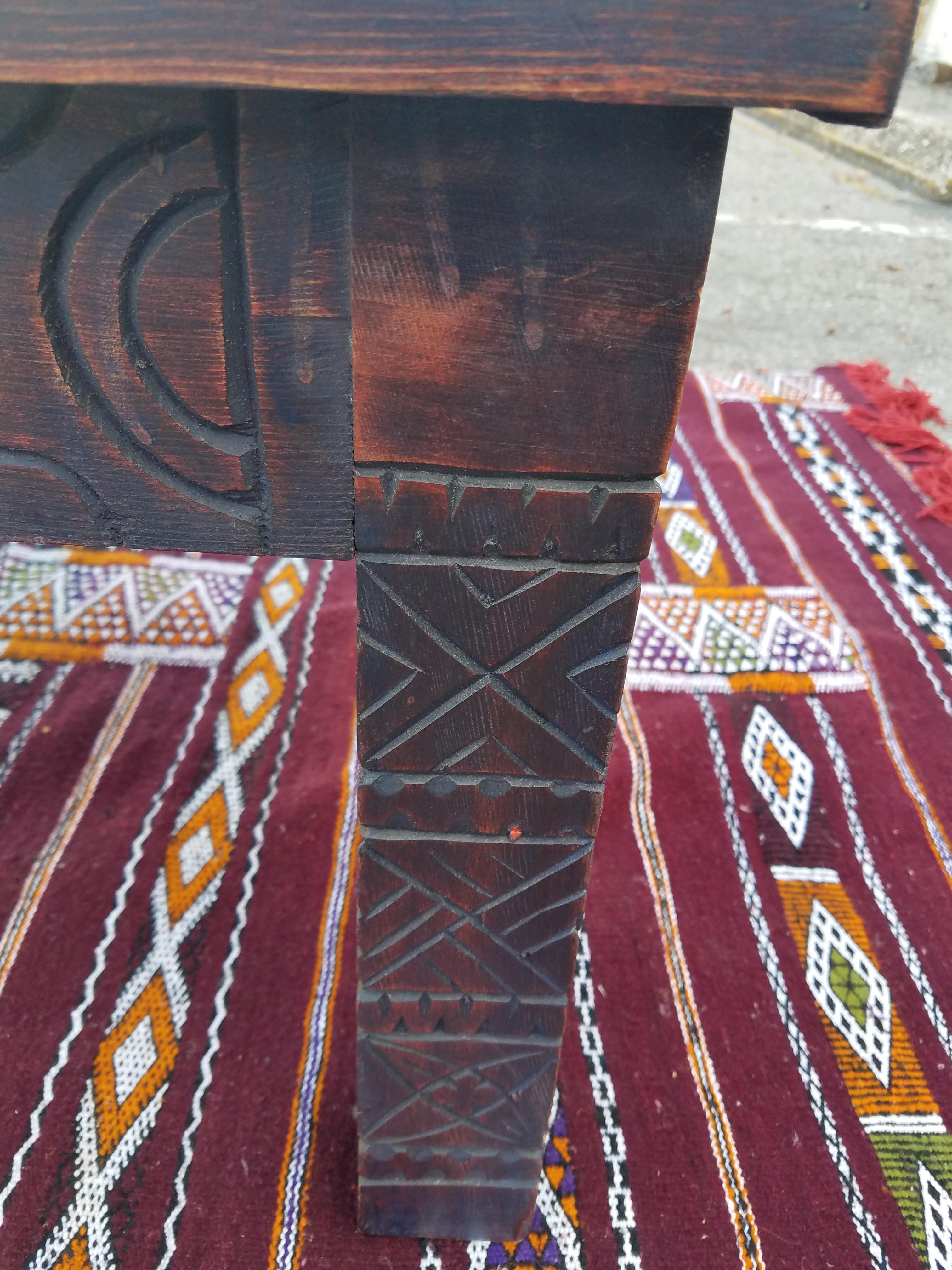 Rabat Moroccan Coffee Table, All Carved For Sale 1