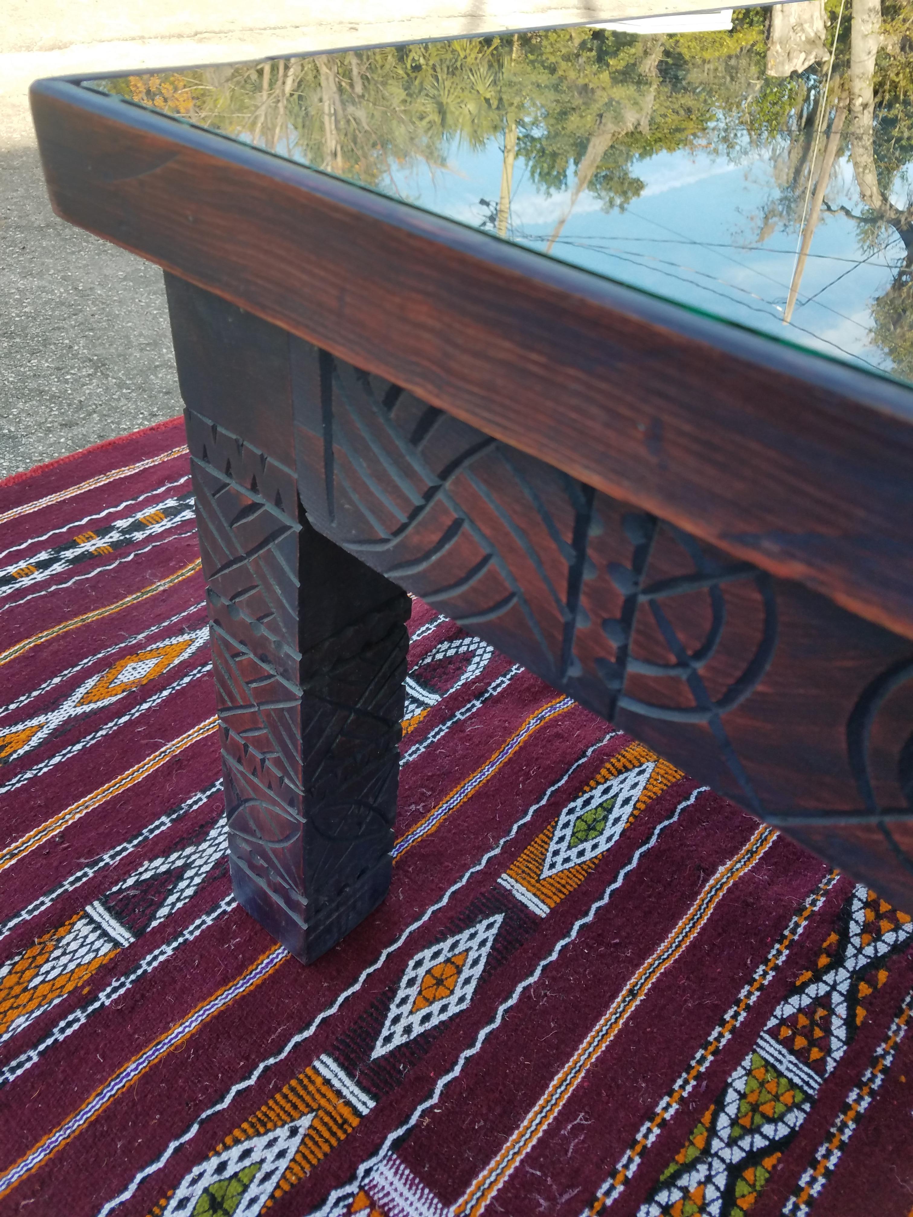 Rabat Moroccan Coffee Table, All Carved For Sale 2