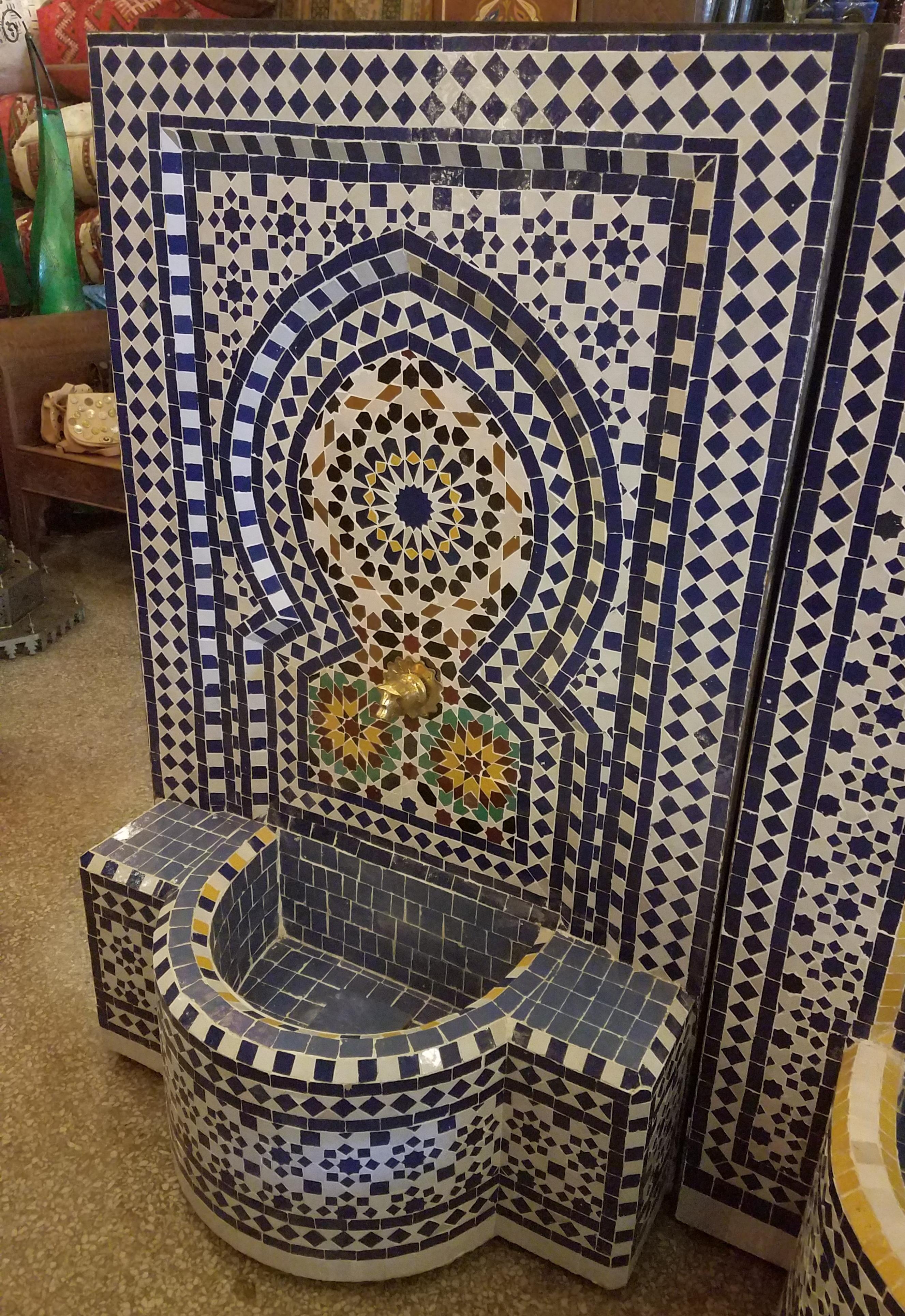 Contemporary Rabat Moroccan Mosaic Fountain, All Mosaics For Sale