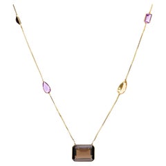 Rabbani 33.20 carat total weight gemstone 14k yellow gold necklace