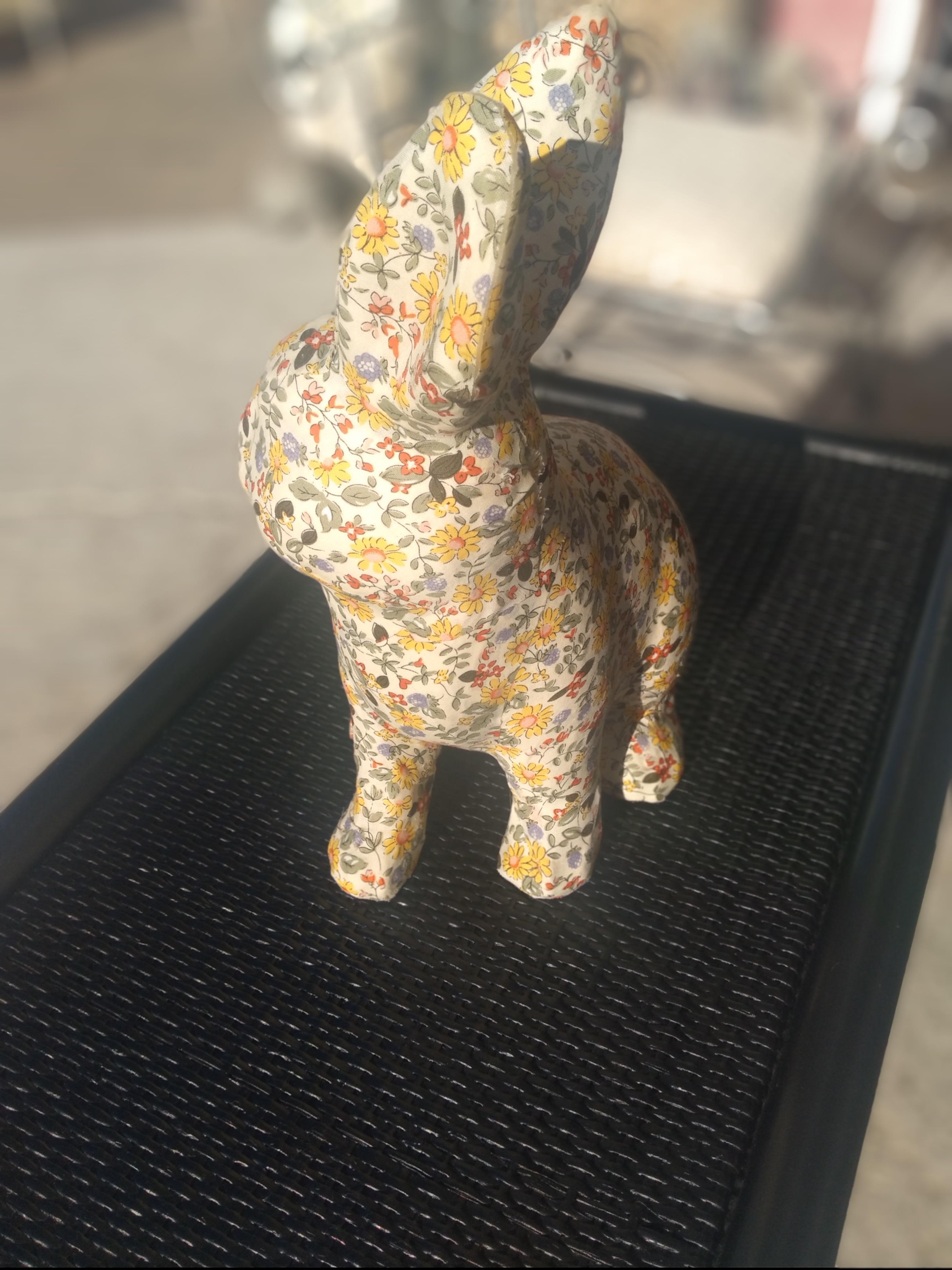 Rabbit covered in Fabric In Good Condition For Sale In Pasadena, TX