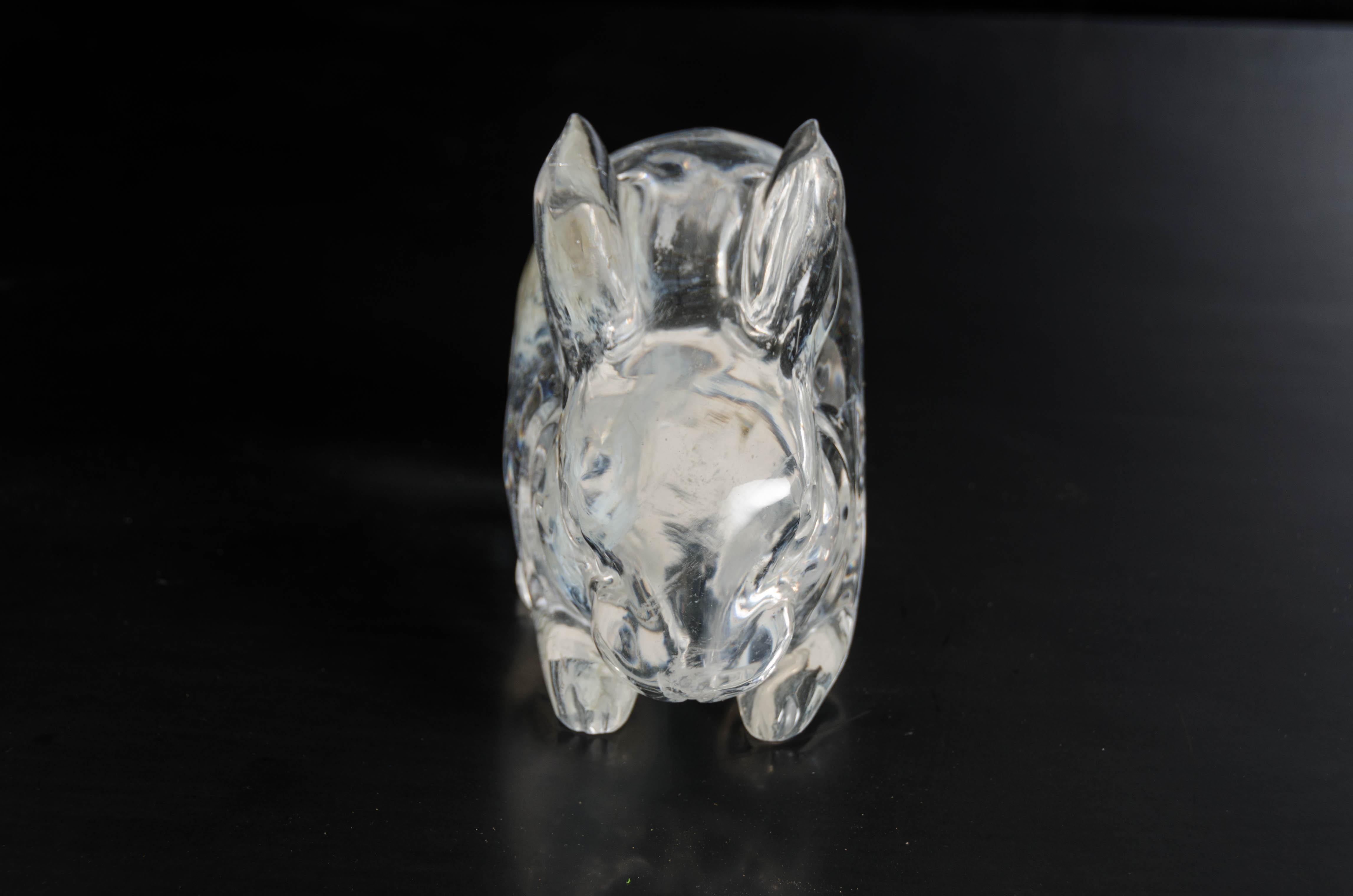 Rabbit, Crystal by Robert Kuo, Hand Carved, Limited Edition In New Condition For Sale In Los Angeles, CA