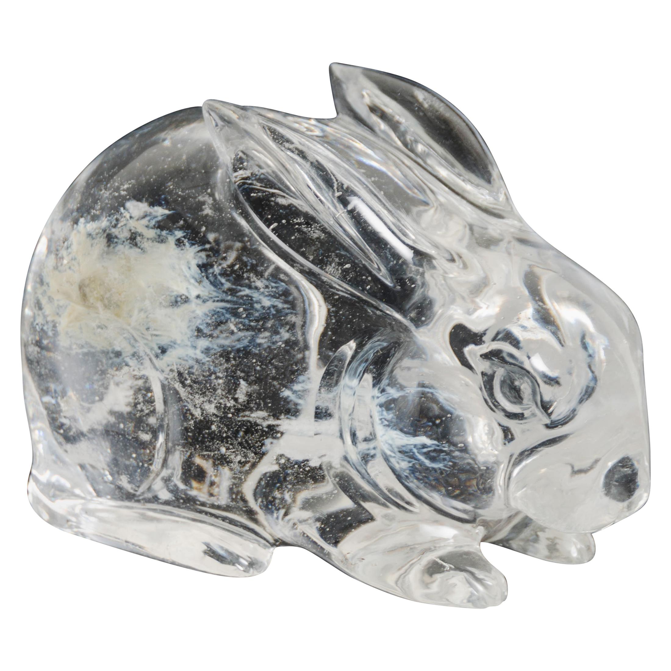 Lapin, cristal de Robert Kuo, sculpté à la main, édition limitée en vente