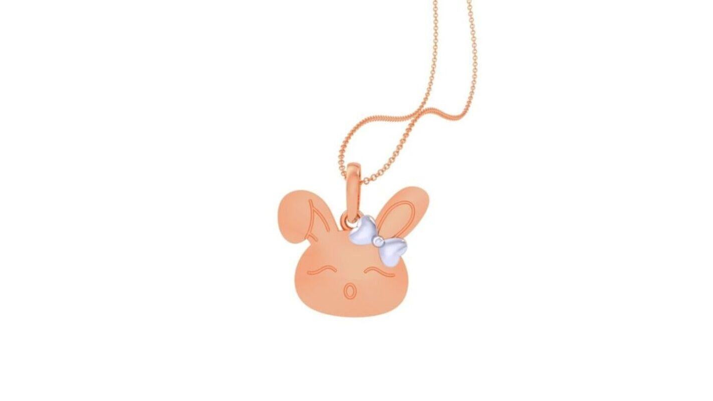 Rabbit Kids Pendant, 18k Rose Gold In New Condition For Sale In Leigh-On-Sea, GB