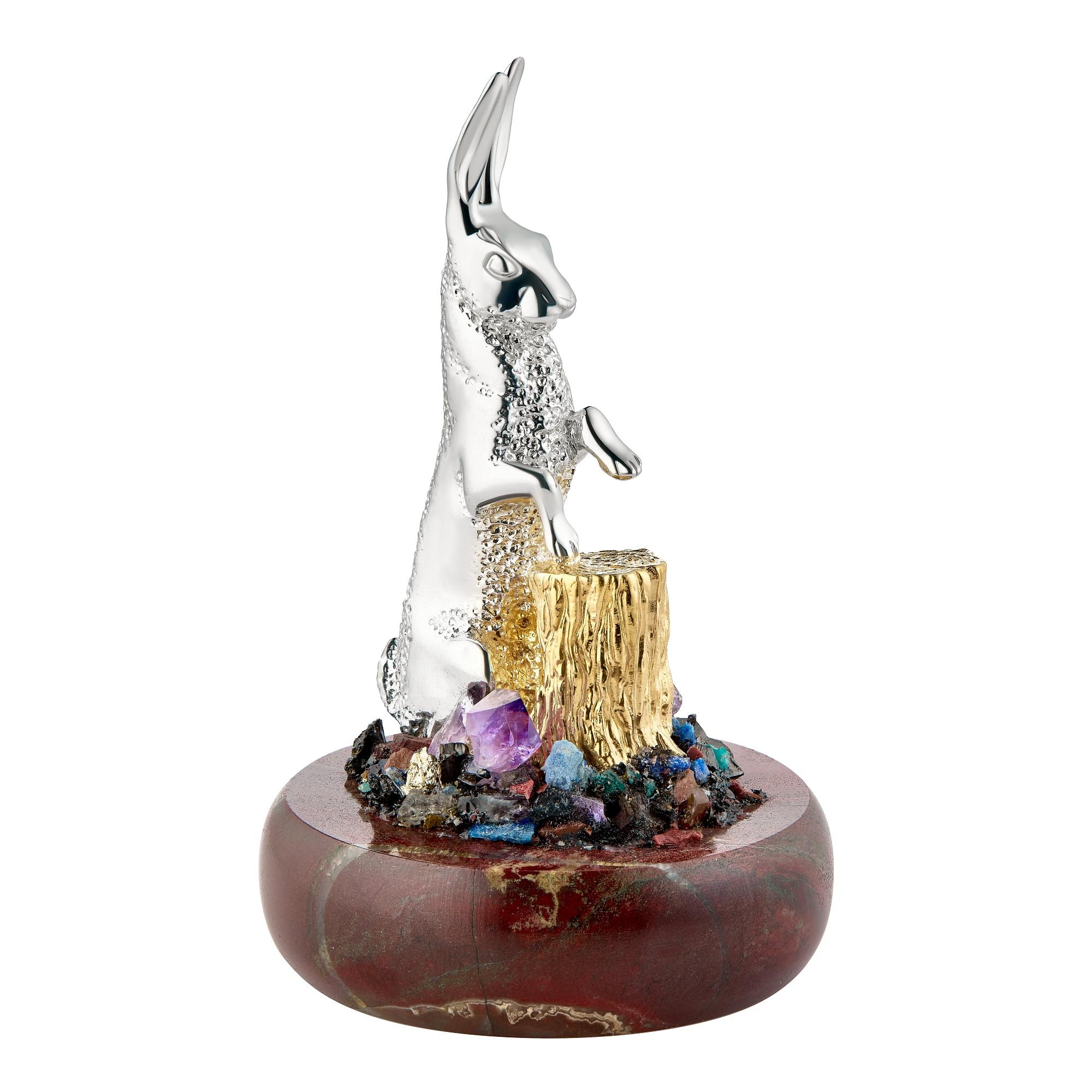 Rabbit Miniature with Natural Gems
