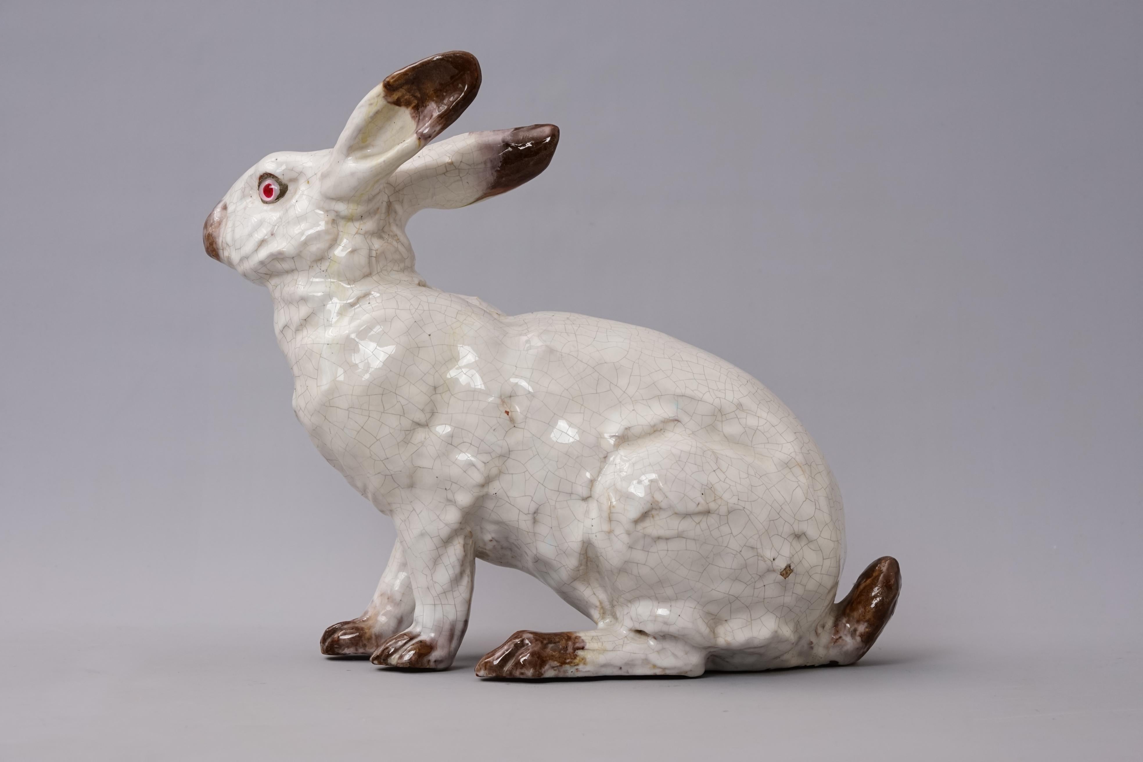 Rabbit sculpture in Fayance by J. Filmont Cean France For Sale at 1stDibs