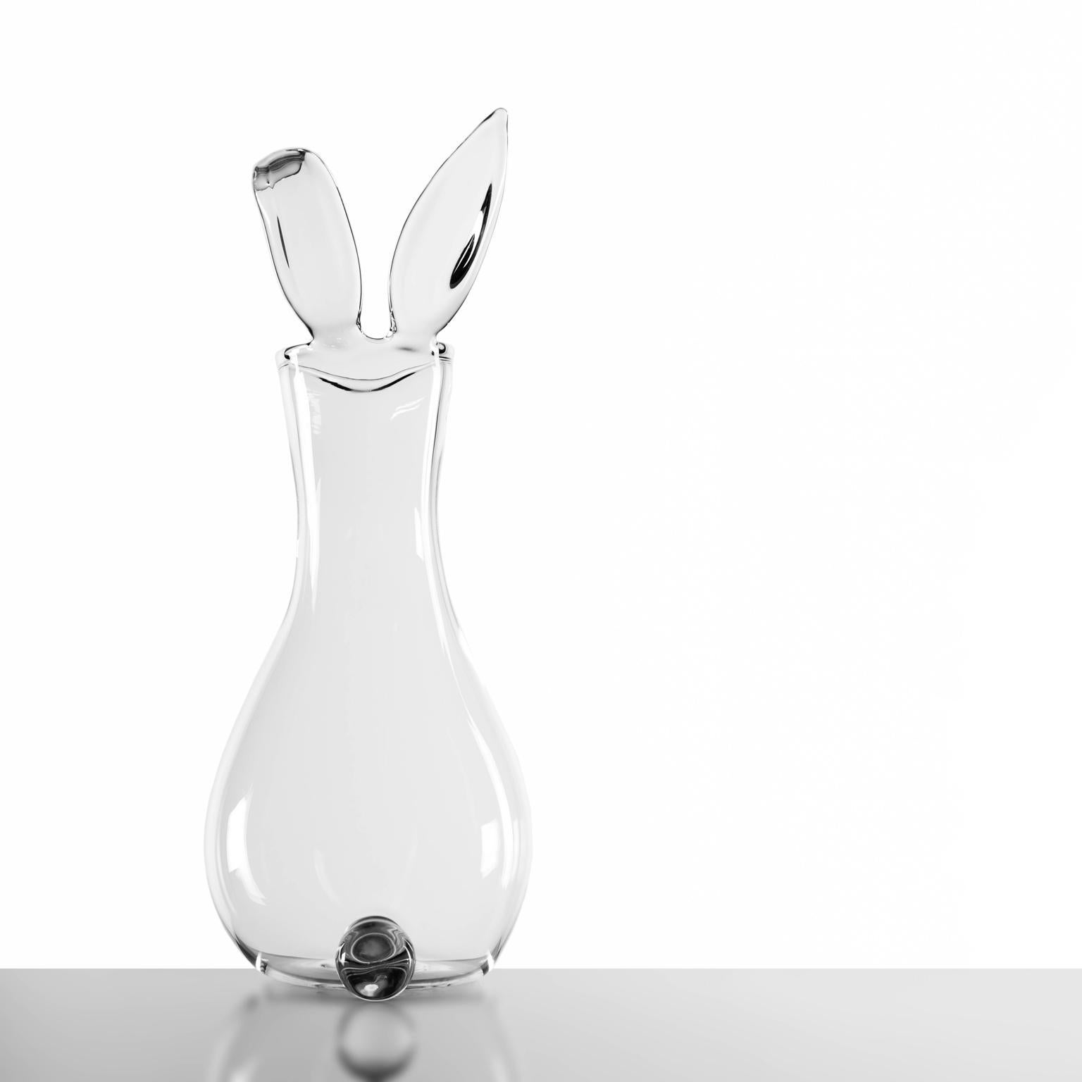 Contemporary Rabbit Hand Blown Glass Vase by Simone Crestani For Sale 5