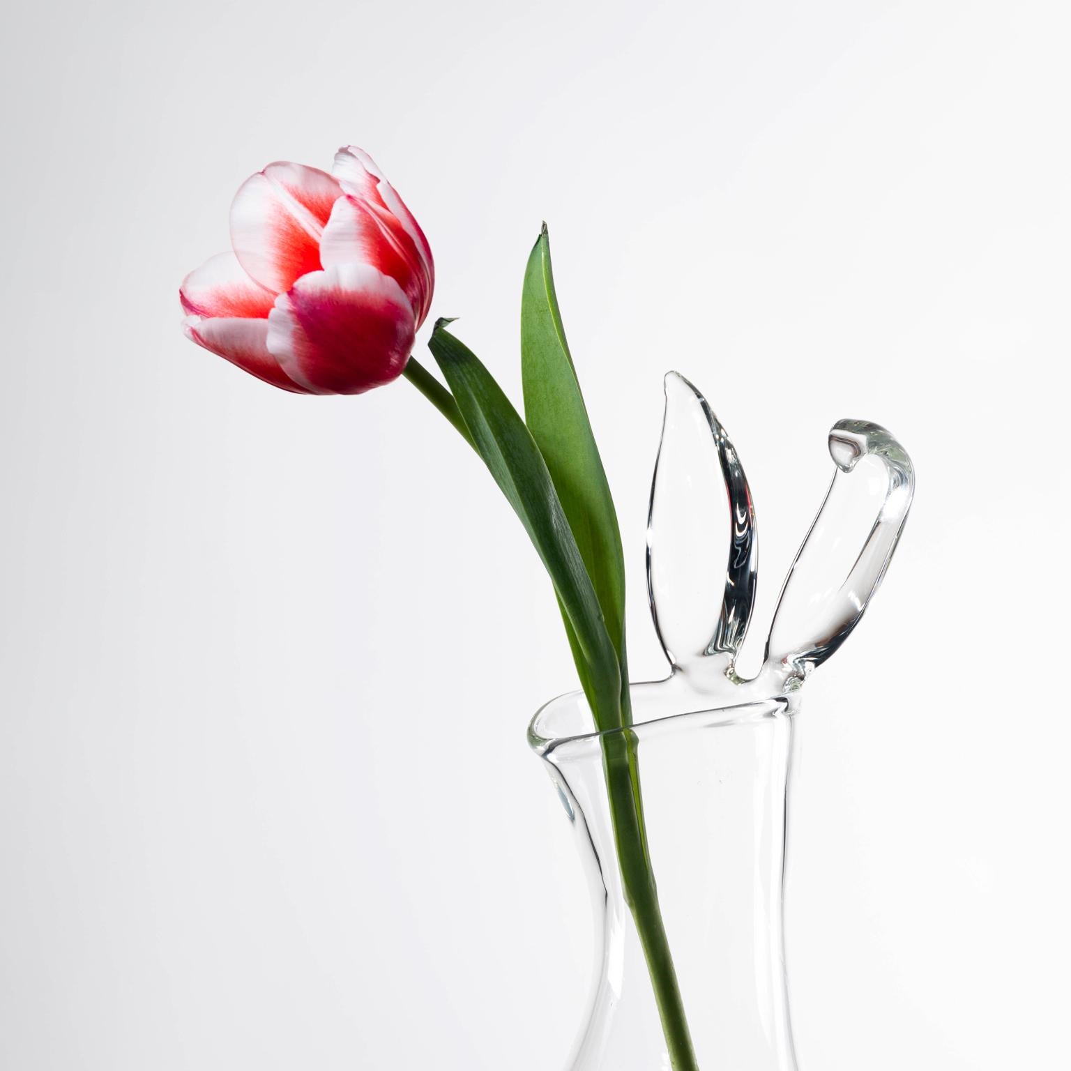 Verre Vase Rabbit Vase, vase en verre soufflé à la main de Simone Crestani en vente
