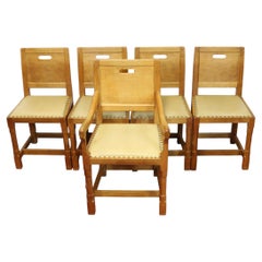 Rabbitman : Peter Heap (1945-2022) Lovely Set Of Five English Oak Dining Chairs