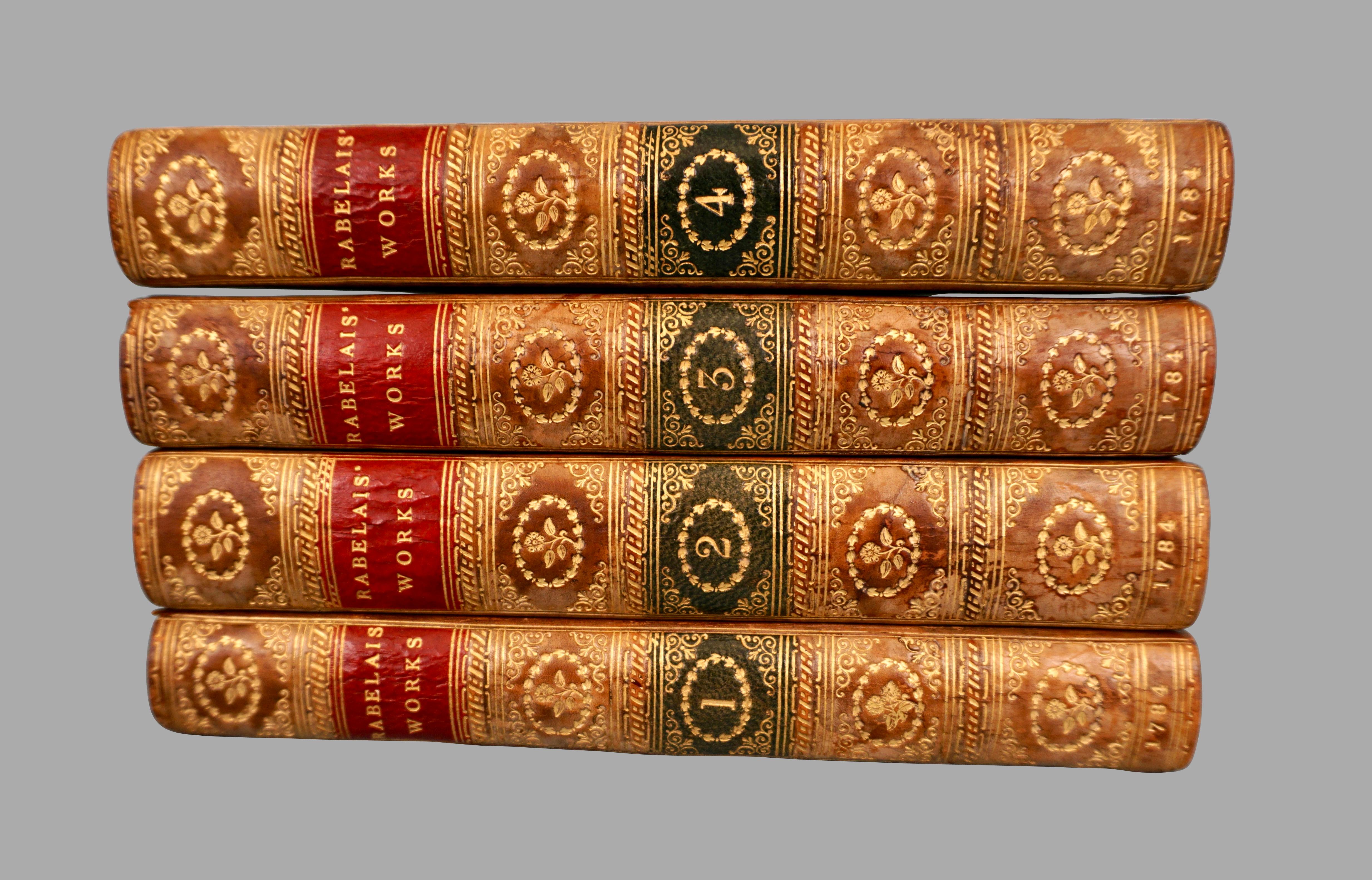 The Works of Francis Rabelais in 4 Leatherbound Volumes Published In London 1784 For Sale 1