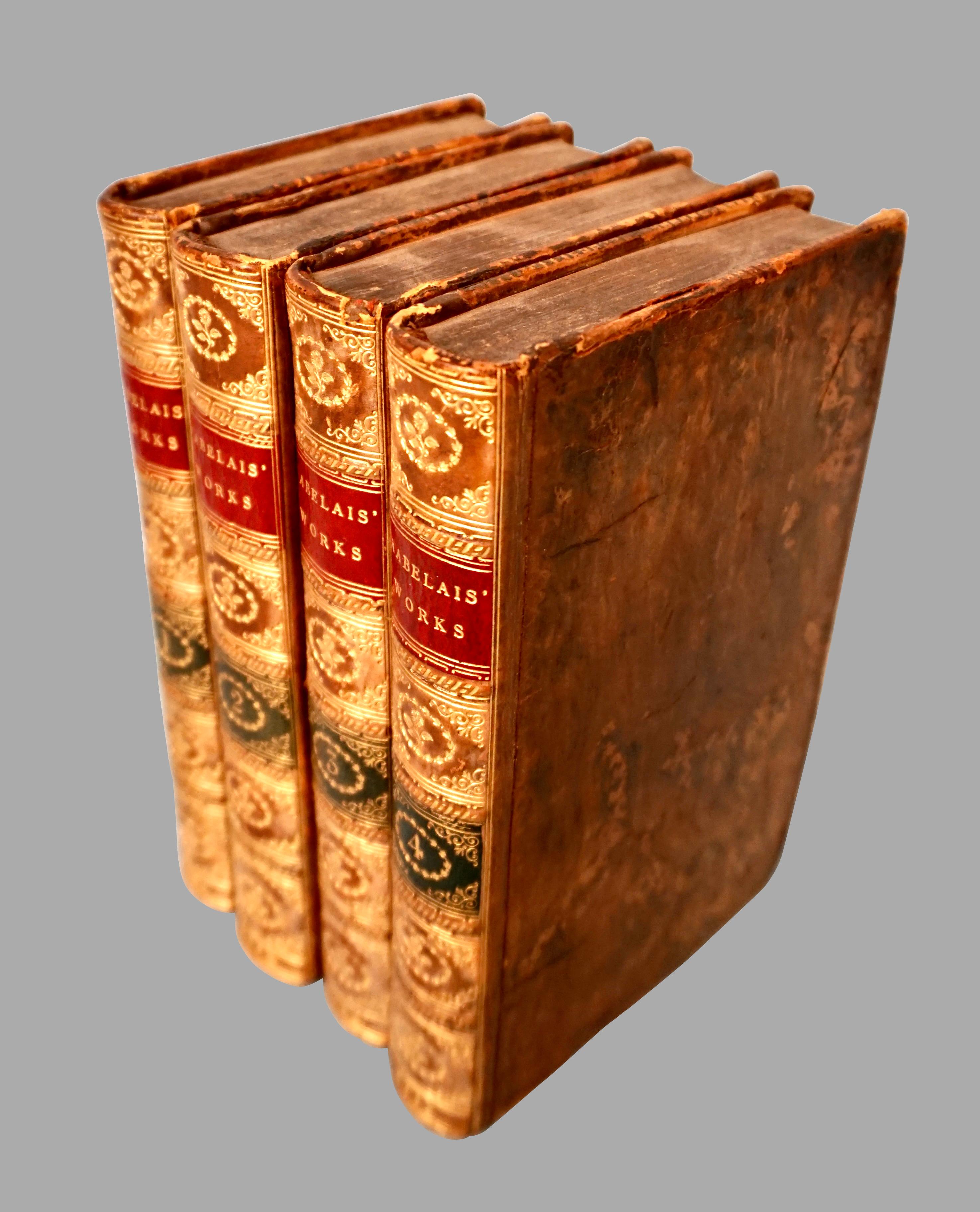 Georgian The Works of Francis Rabelais in 4 Leatherbound Volumes Published In London 1784 For Sale