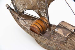 Rabelo boat in silver with filigree mesh