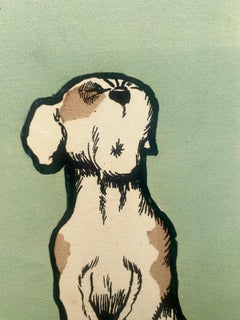 RABIER Benjamin – Französische Lithographie, datiert 1907 und signiert – Hund Azor – Farben