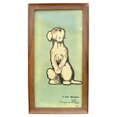 RABIER Benjamin - Lithographie française datée de 1907 et signée - Chien Azor - couleurs 