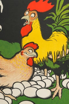 Rabier, Original Food Poster, Eier beim Essen, Henne liegende Henne, Hahn, Küche, Tier Schnee 1928
