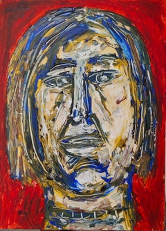 Face, Acrylic on board by Modern Indian Artist Rabin Mondal “In Stock”