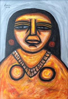 Face, Acrylic on Canvas by Modern Indian Artist Rabin Mondal “In Stock”