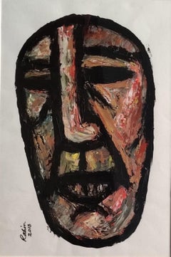 Face, Acrylic on paper by Modern Indian Artist Rabin Mondal “In Stock”