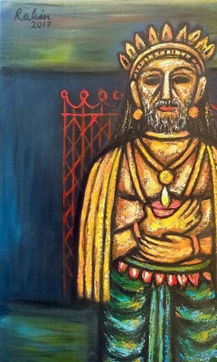 König, Acryl auf Leinwand vom modernen indischen Künstler Rabin Mondal "Auf Lager"