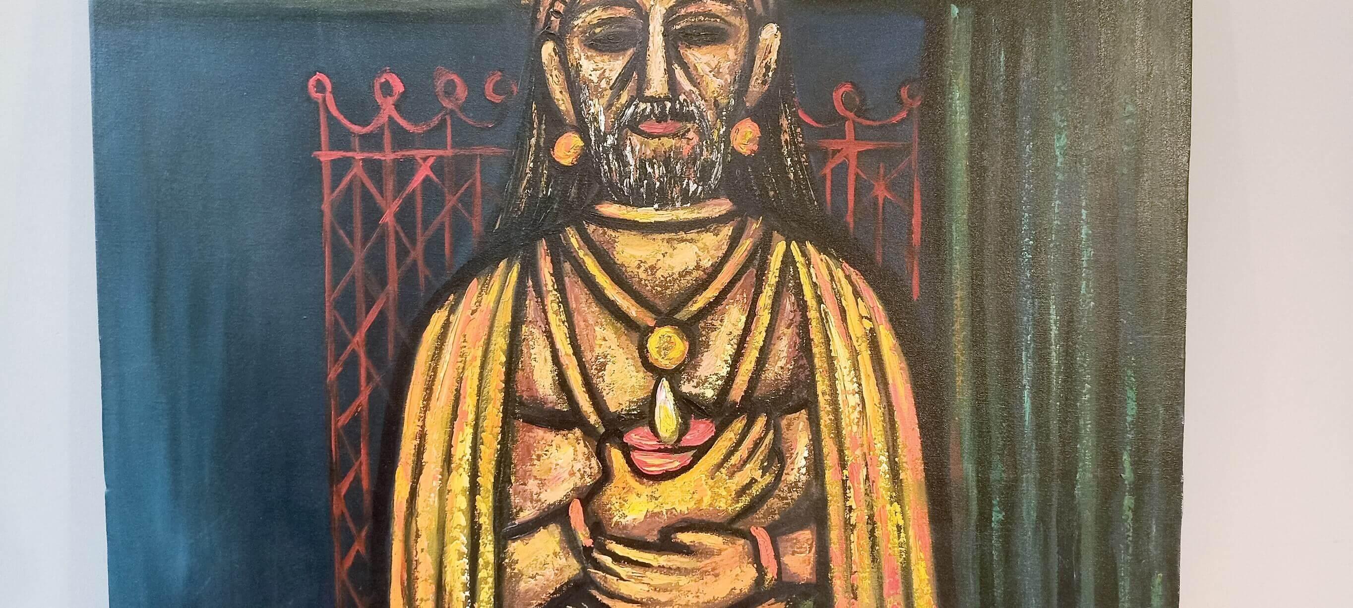 König, Acryl auf Leinwand vom modernen indischen Künstler Rabin Mondal 
