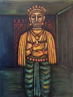 König, Acryl auf Leinwand vom modernen indischen Künstler Rabin Mondal "Auf Lager"