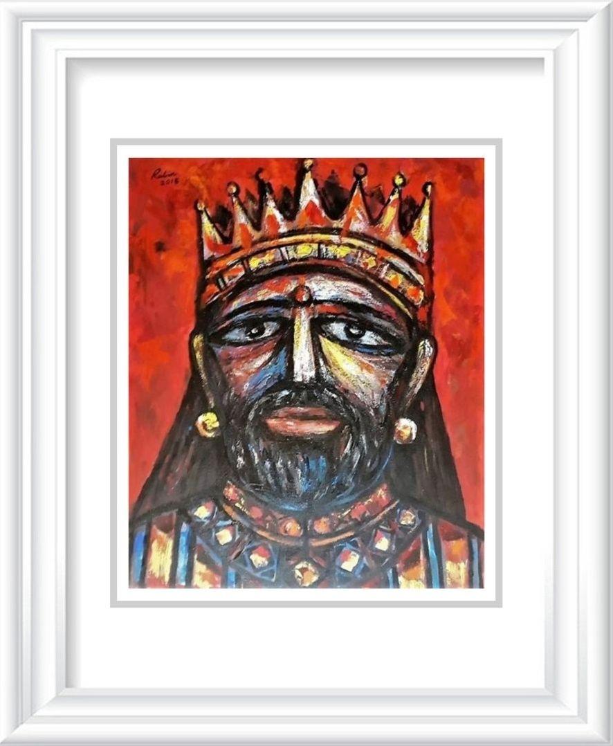 The King, Acryl auf Leinwand von moderner indischer Künstlerin, „Auf Lager“ – Painting von Rabin Mondal