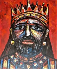 The King, Acrylic on Canvas by Modern Indian Artist "In Stock"