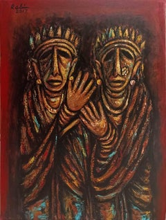Untitled, Acrylic on Canvas by Modern Indian Artist Rabin Mondal “In Stock”
