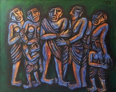 Sans titre, acrylique sur toile de l'artiste indien moderne Rabin Mondal, en stock