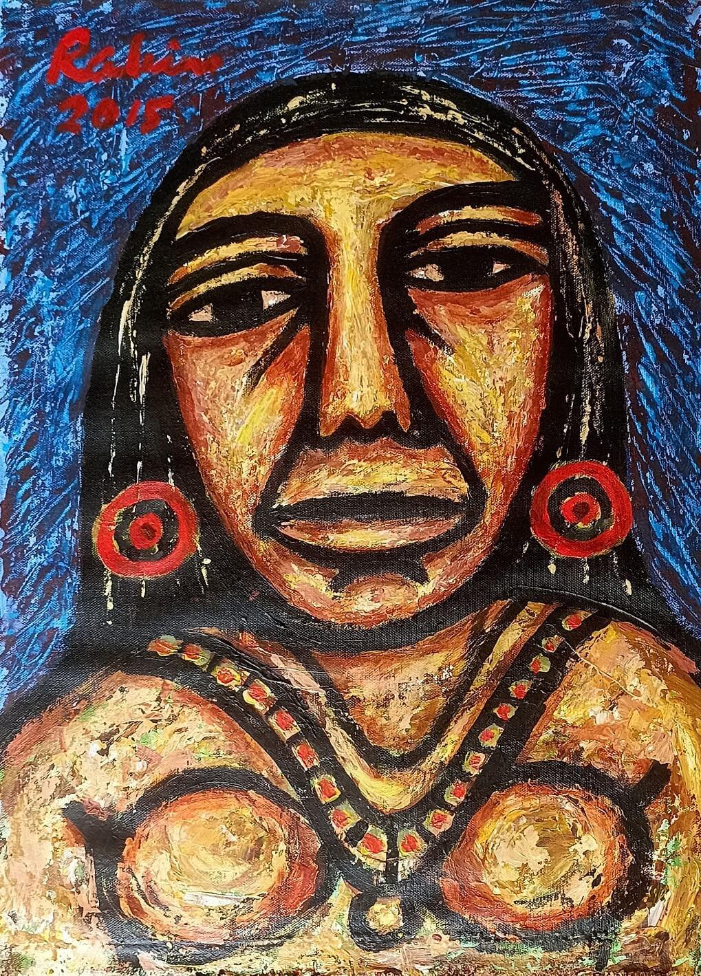 Rabin Mondal
Sin título
Acrílico sobre lienzo
21 x 14 pulgadas, 2015
( Enmarcado y entregado )


Mondal era un claro observador de los diversos trabajadores inmigrantes que vivían junto a su casa en la supuesta zona de Howrah. Venían de lejos para