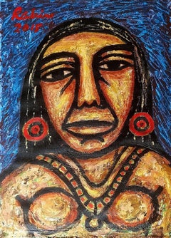 Sin título, acrílico sobre lienzo por el artista indio moderno Rabin Mondal "En Stock"