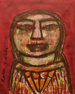 Ohne Titel, Acryl auf Papier des modernen indischen Künstlers Rabin Mondal "Auf Lager"