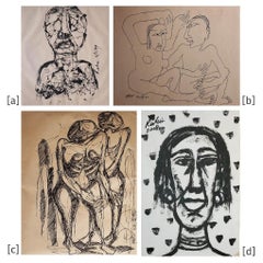 Sin título, Figurativo, Tinta sobre papel, Conjunto de 4 obras Artista Rabin Mondal "En Stock"